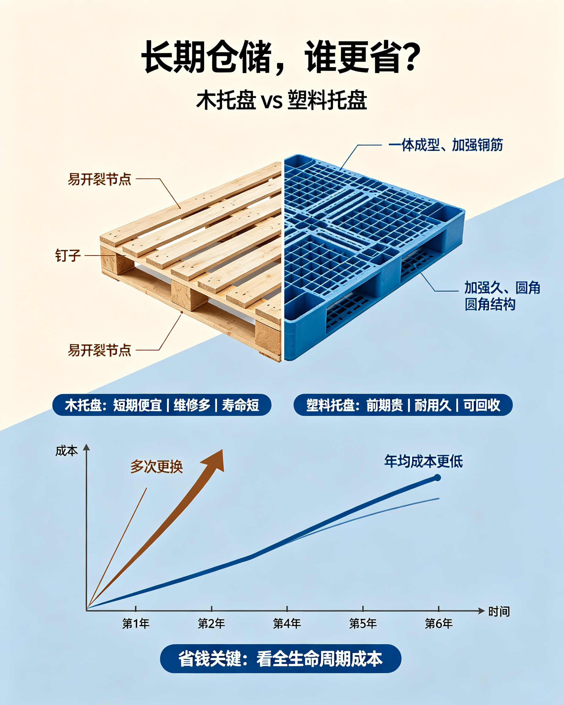 木托盘 vs 塑料托盘，长期仓储