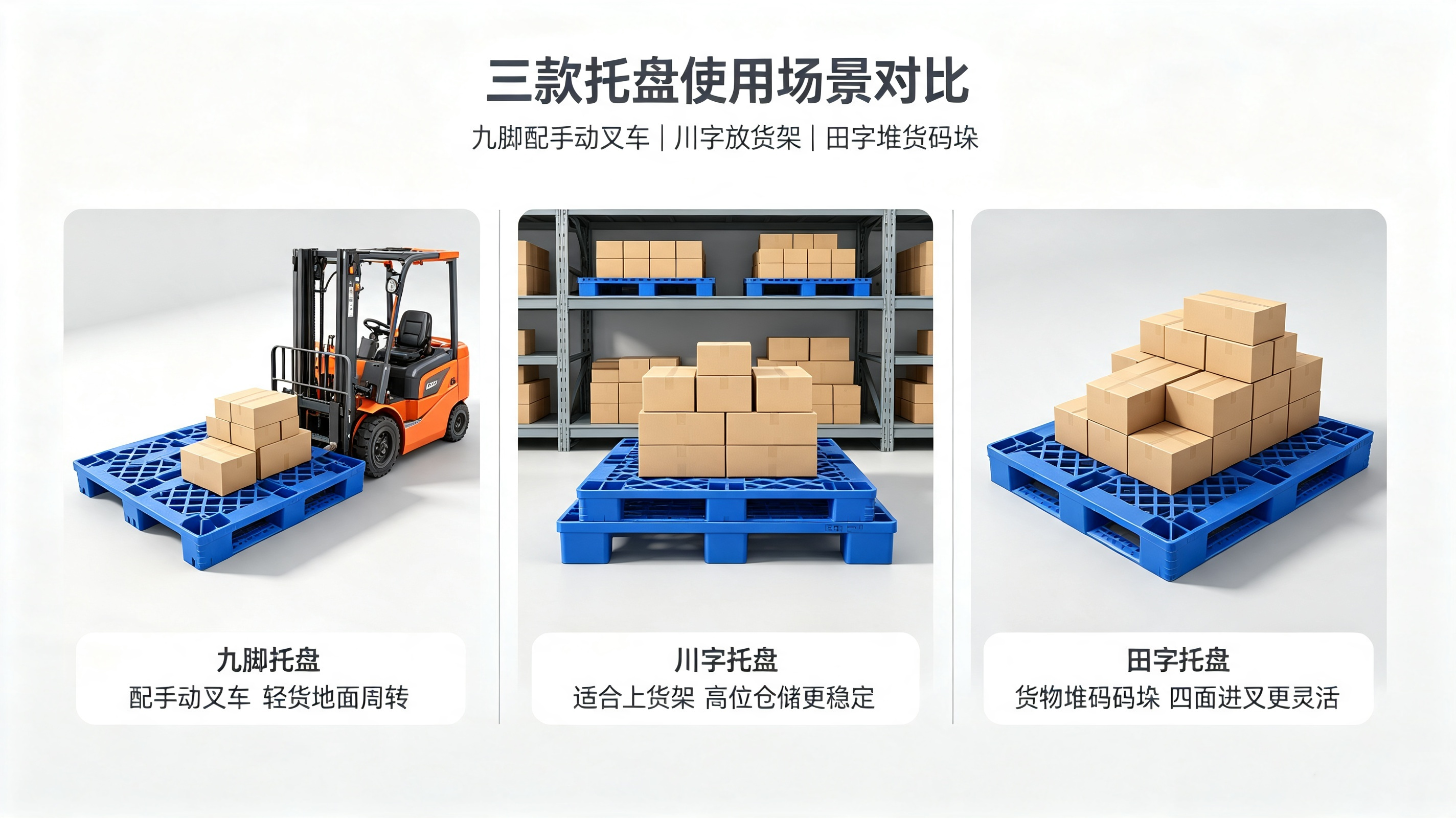 川字、九脚、田字塑料托盘区别，按